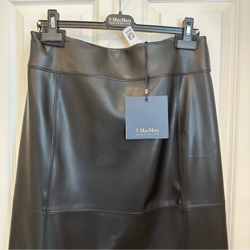 NWT NEW SEASON ‘S MAX MARA ‘RIMINI’ FAUX LEATHER SKIRT BLACK FALL/WINTER/SPRING - Picture 12 of 16